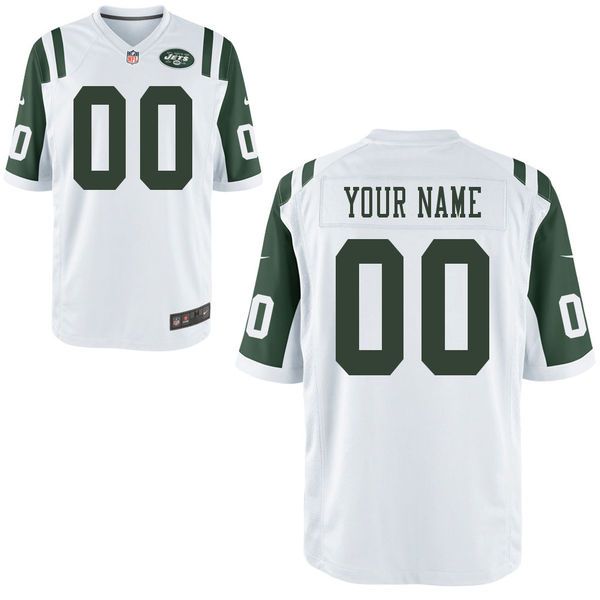 Youth New York Jets Custom White Game NFL Jersey